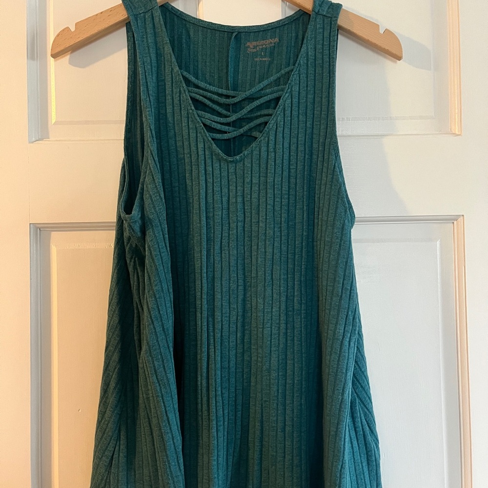 Arizona Jean Company Teal Ribbed Tank Top